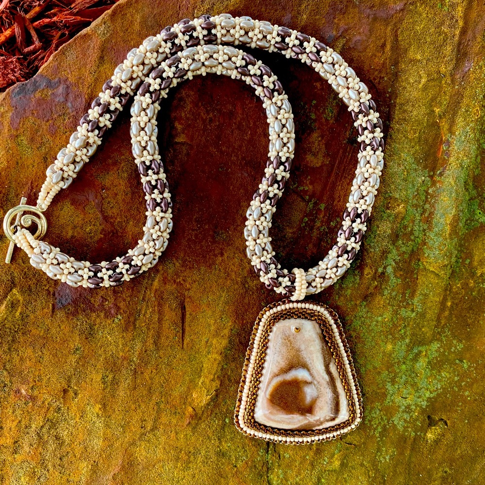 Beaded pendant on Jill Wiseman inspired rope.